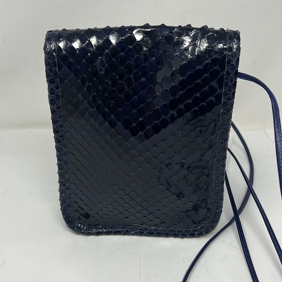 Carlos Falchi Dark Purple Eggplant Python Crossbody Bag - Picture 4 of 11